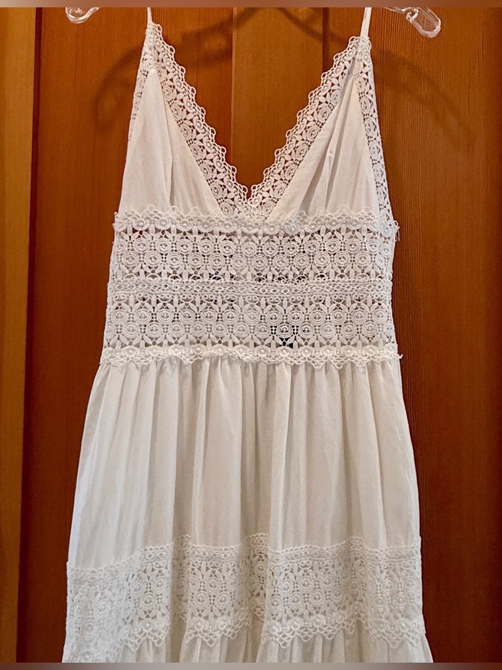 Aqua by Bloomie's Pretty White Maxi Sundress w/Spaghetti Straps & Lace Detail - Picture 5 of 13